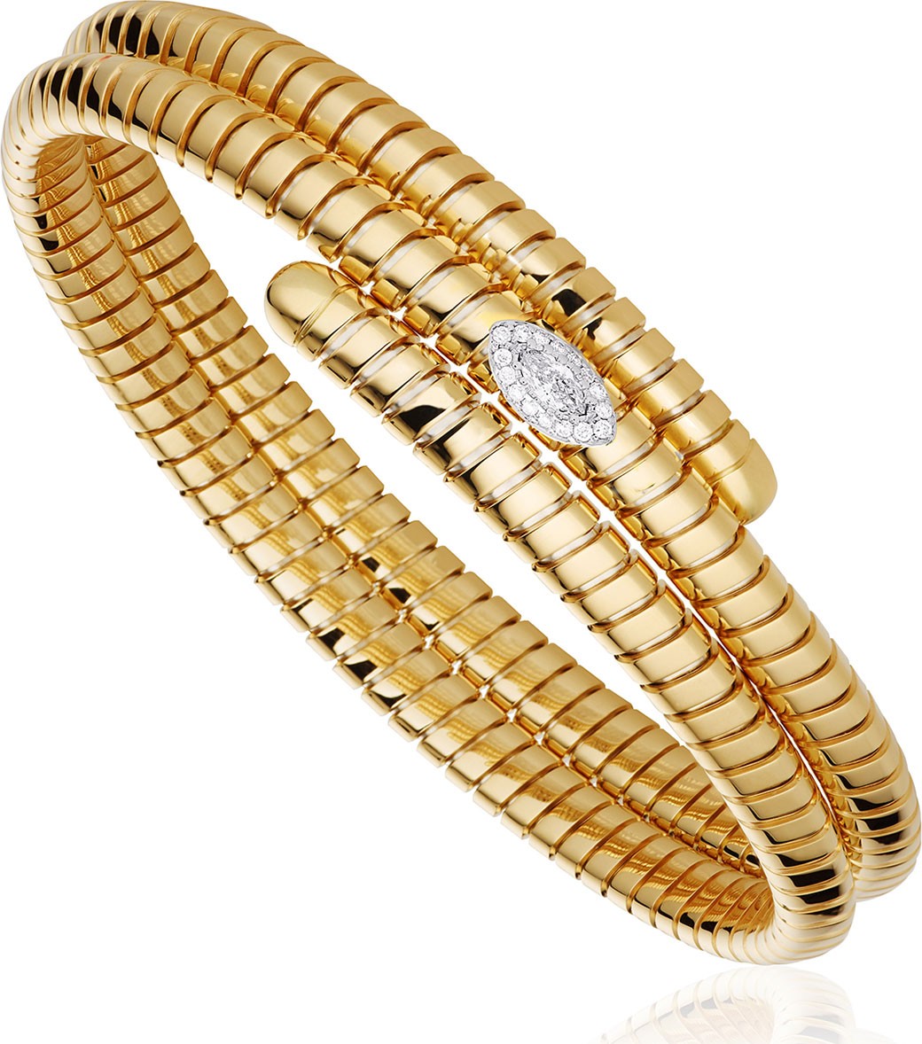 Marina B Trisola 18k Diamond Triple Navetta Bangle, Size M