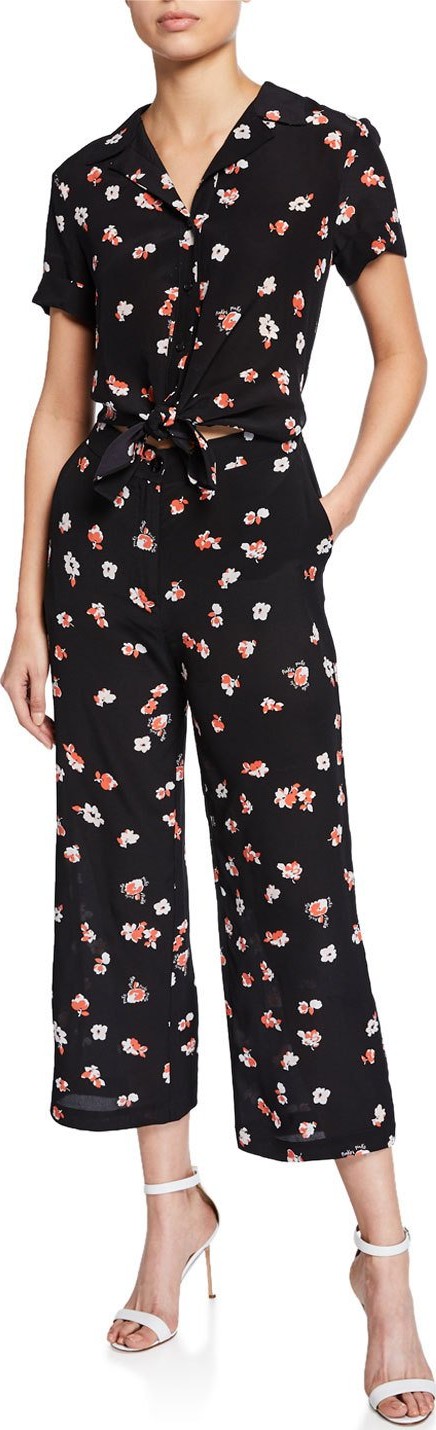 Pinko Celeste Floral Cropped Jumpsuit