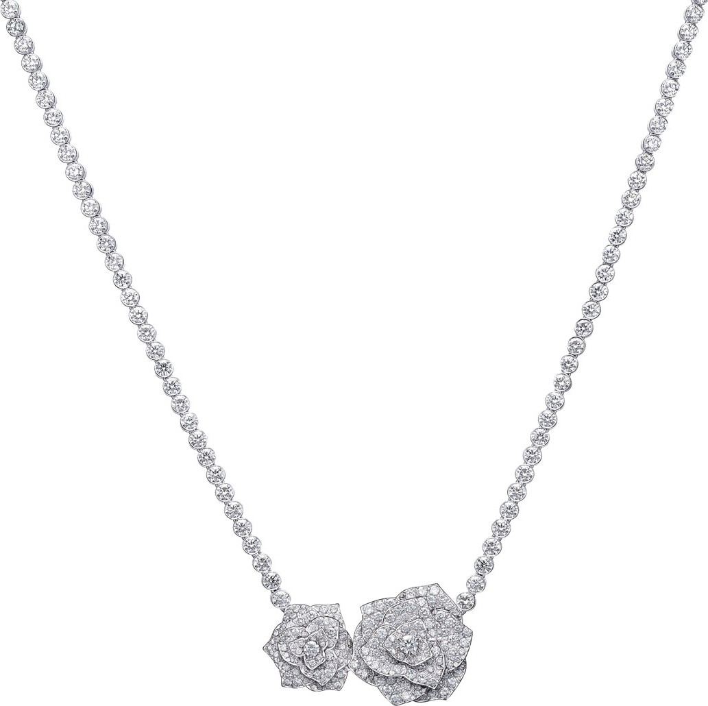 Piaget Rose 18k White Gold Brilliant-Cut Diamond Necklace