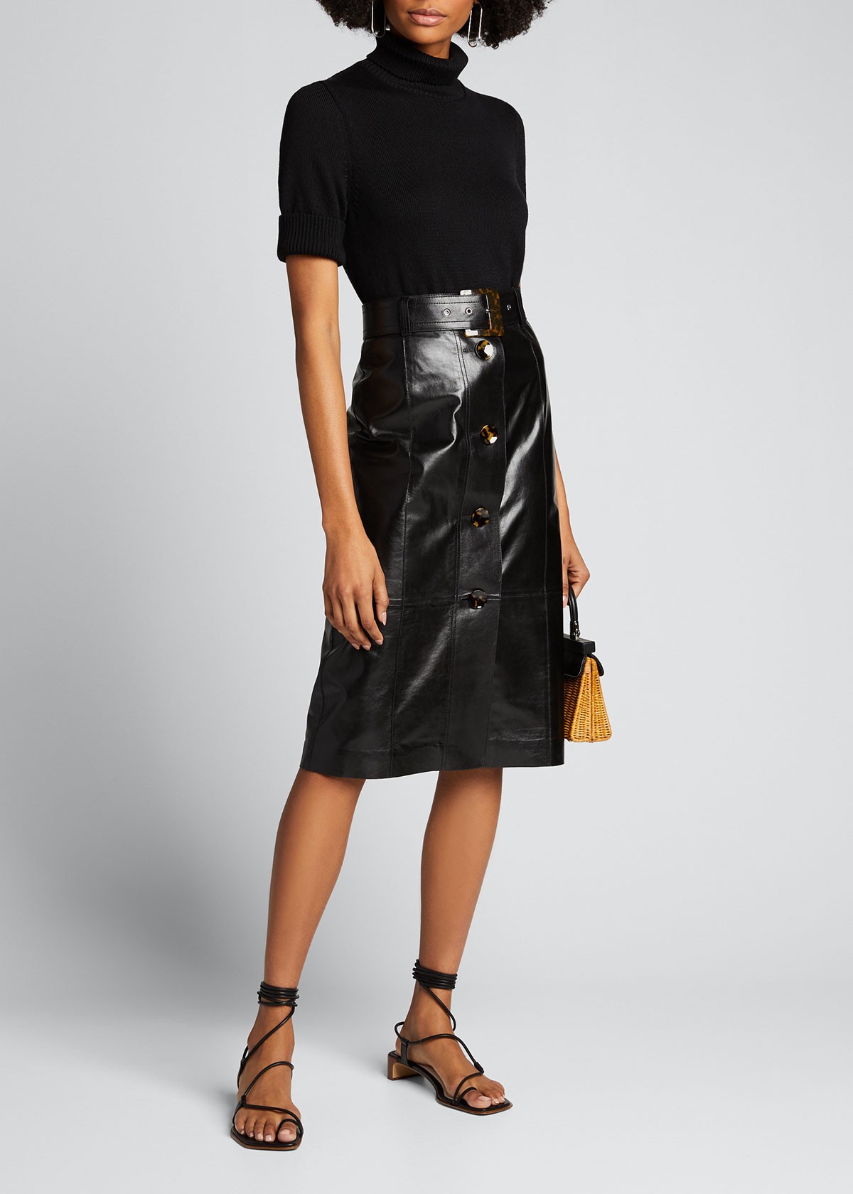 Lafayette 148 New York Lacquered Lambskin Avalon Skirt