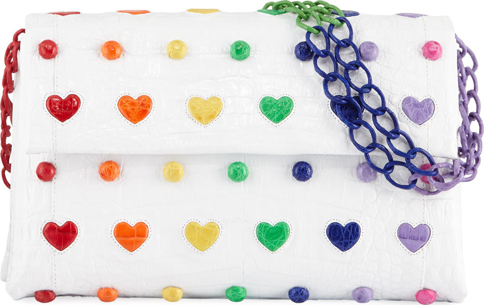 Nancy Gonzalez Crocodile Heart Flap Shoulder Bag