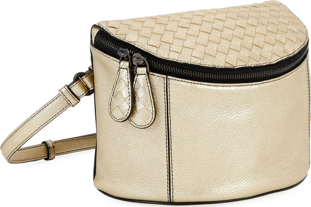 Bottega Veneta Metallic Leather Zip Crossbody Bag