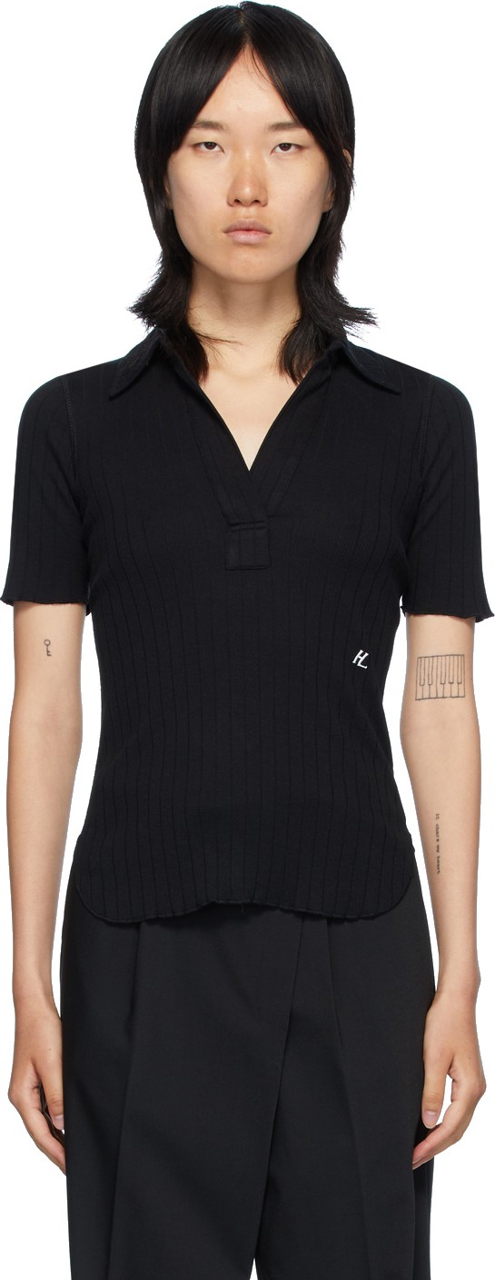 Helmut Lang Black Skinny Polo