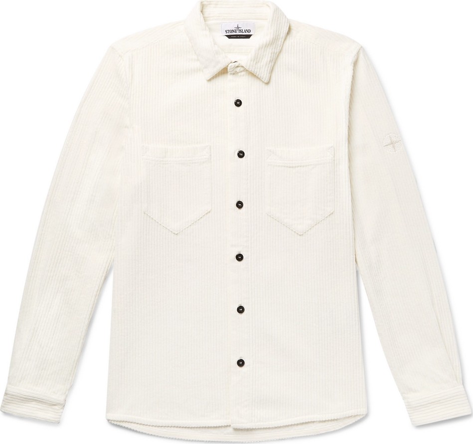 Stone Island Logo-Embroidered Cotton-Corduroy Overshirt