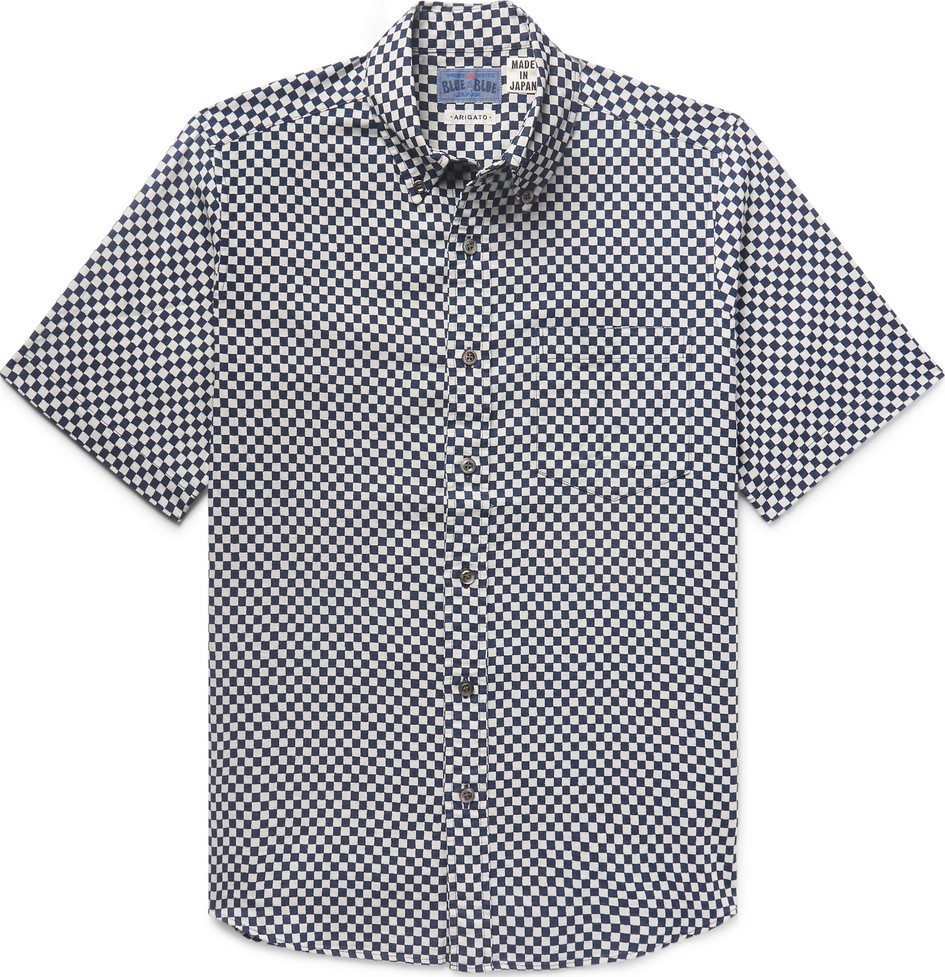Blue Blue Japan Button-Down Collar Checked Cotton Shirt