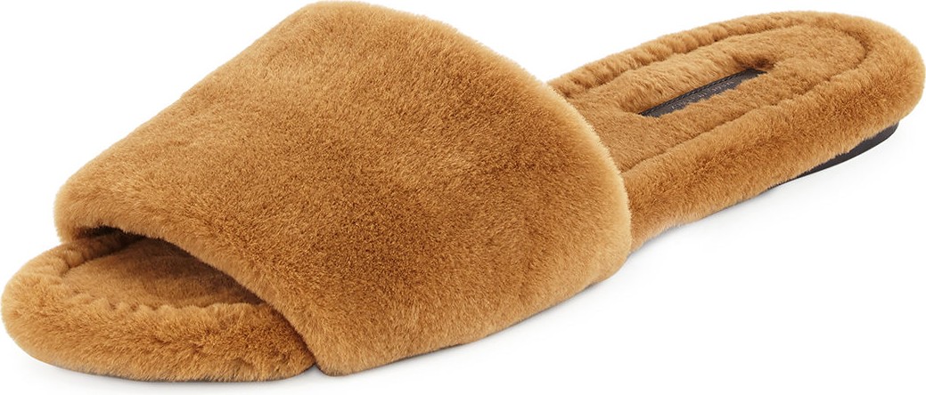 THE ROW Ellen Mink Fur Slide Sandals