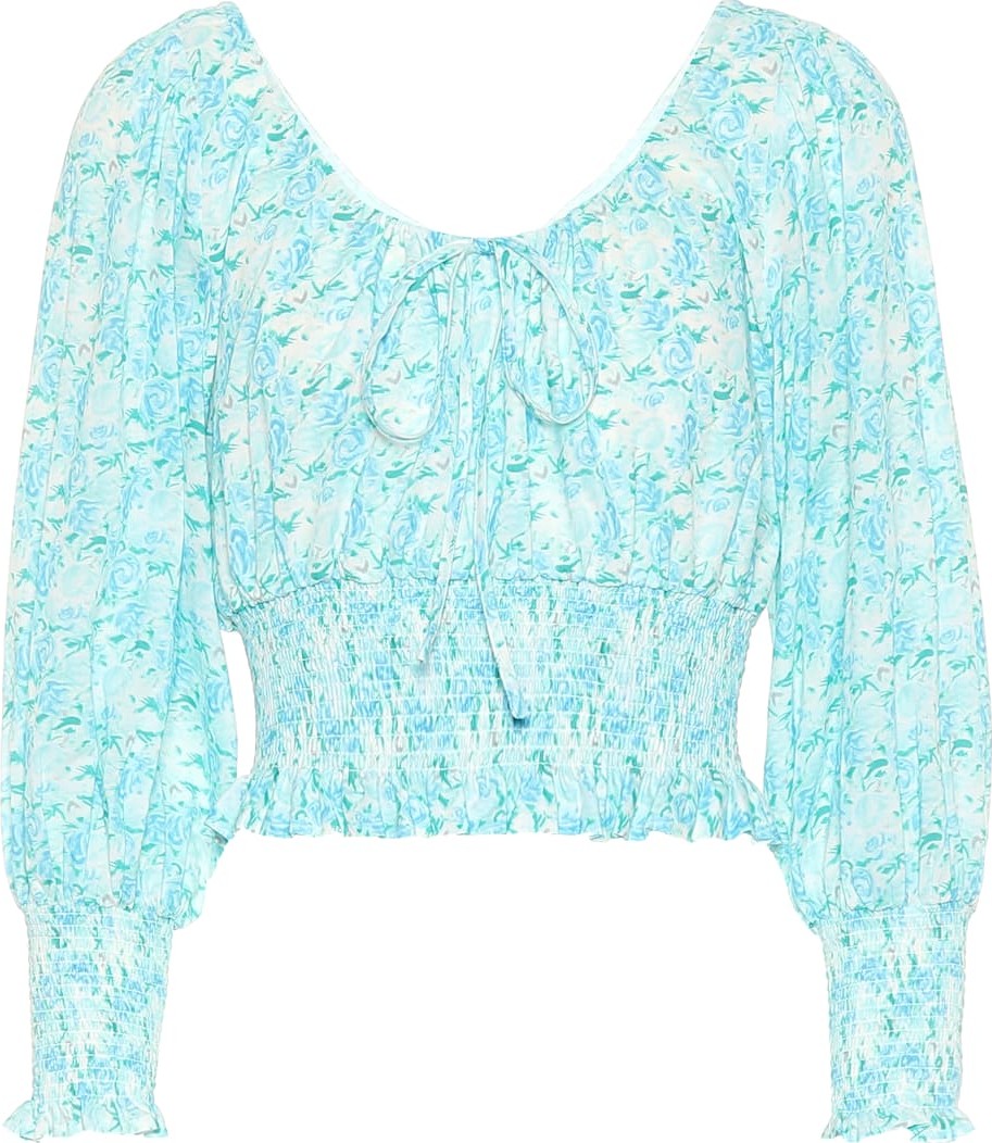 RIXO LONDON Helena floral cotton crop top