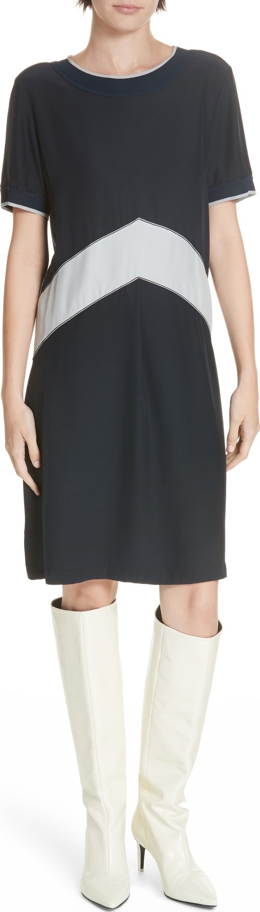 Rag & Bone Hannah Chevron Stripe Silk Shift Dress