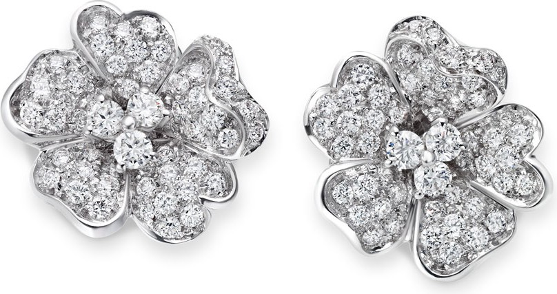 Leo Pizzo Iconic Flower 18k White Gold Diamond Earrings