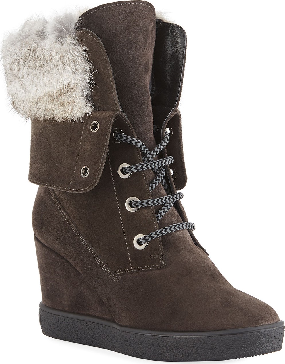 Aquatalia Cordelia High Wedge Boots w/ Fur Trim