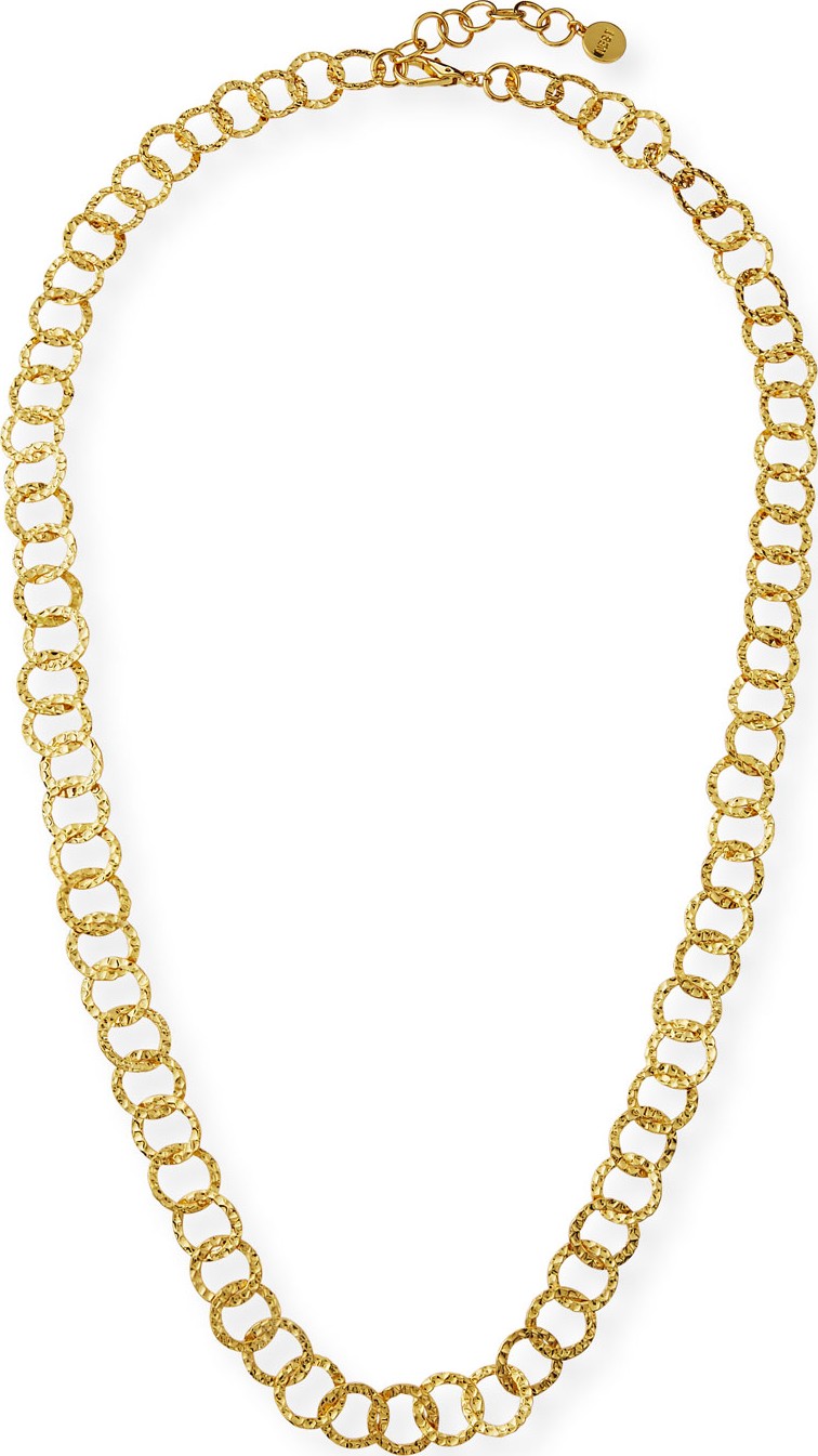 NEST Jewelry Long Hammered Circle-Chain Necklace