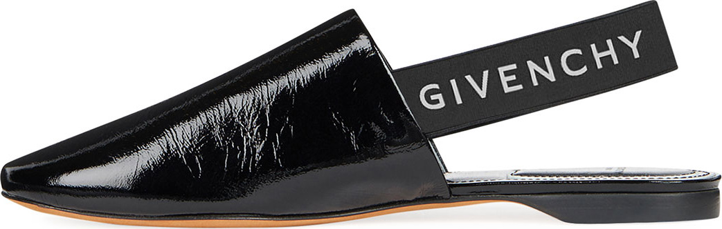Givenchy Rivington Crinkle Patent Logo Slingback Flat