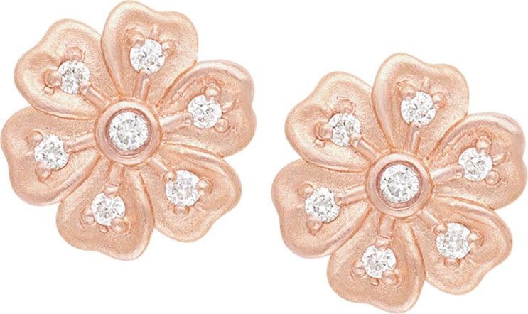 Jamie Wolf Lilac Diamond Flower Stud Earrings