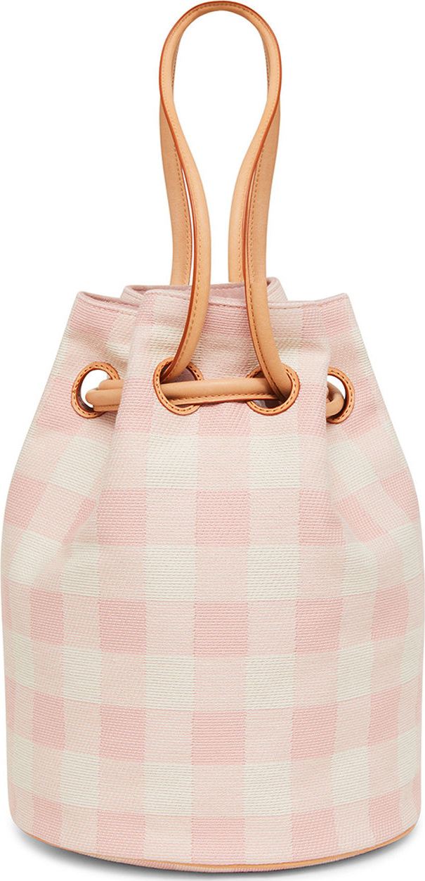 Mansur Gavriel Check Canvas Drawstring Pouch Bag