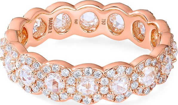 64 Facets 18k Rose Gold Scallop Diamond Ring, 1.5tcw
