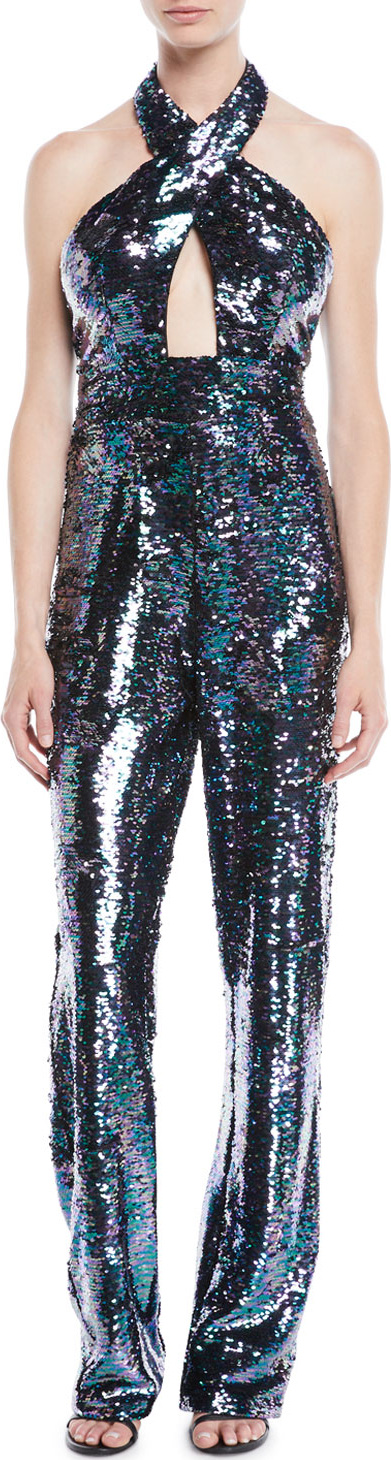 Jovani Fully Sequined Jumpsuit w/ Crisscross Front