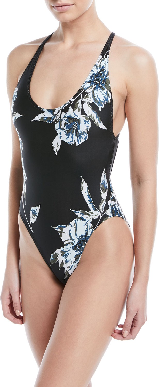 Proenza Schouler Floral-Print Crisscross One-Piece Swimsuit