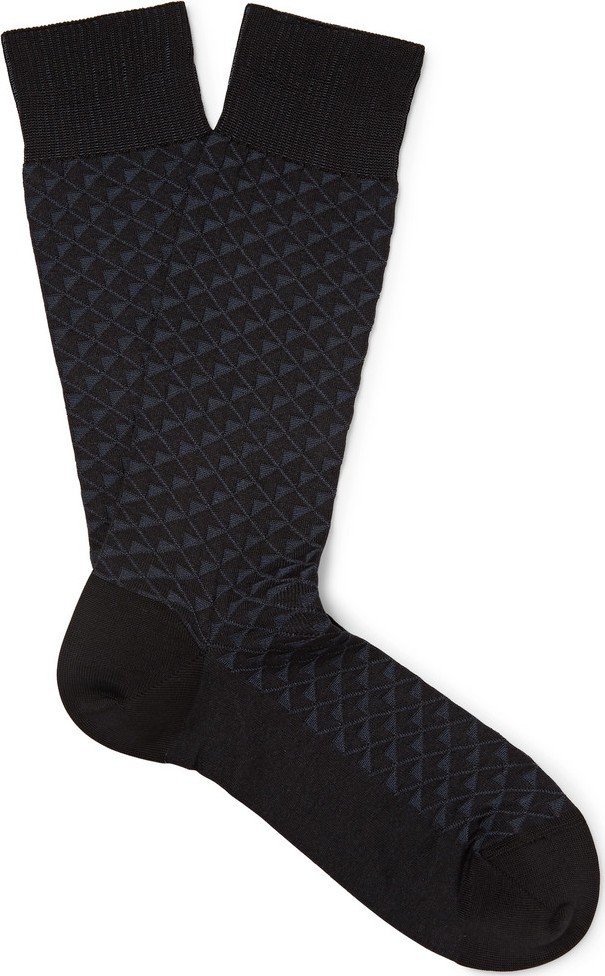 Ermenegildo Zegna Textured Stretch Cotton-Blend Jacquard Socks