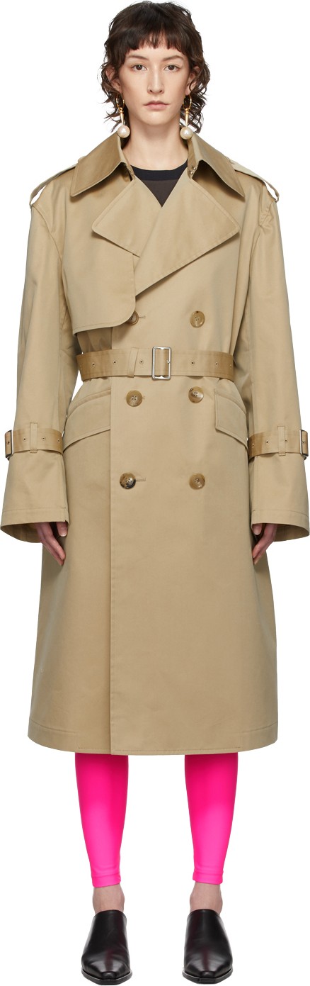 Junya Watanabe Beige Gabardine Trench Coat