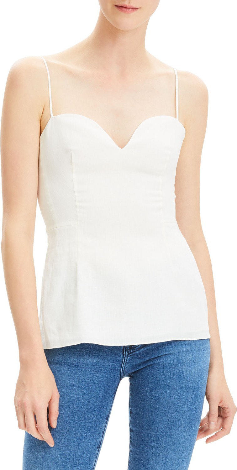 Theory Sweetheart Neck Peplum Linen Top