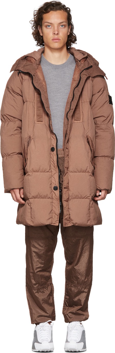 Stone Island Tan Down Hooded Puffer Blouson Jacket
