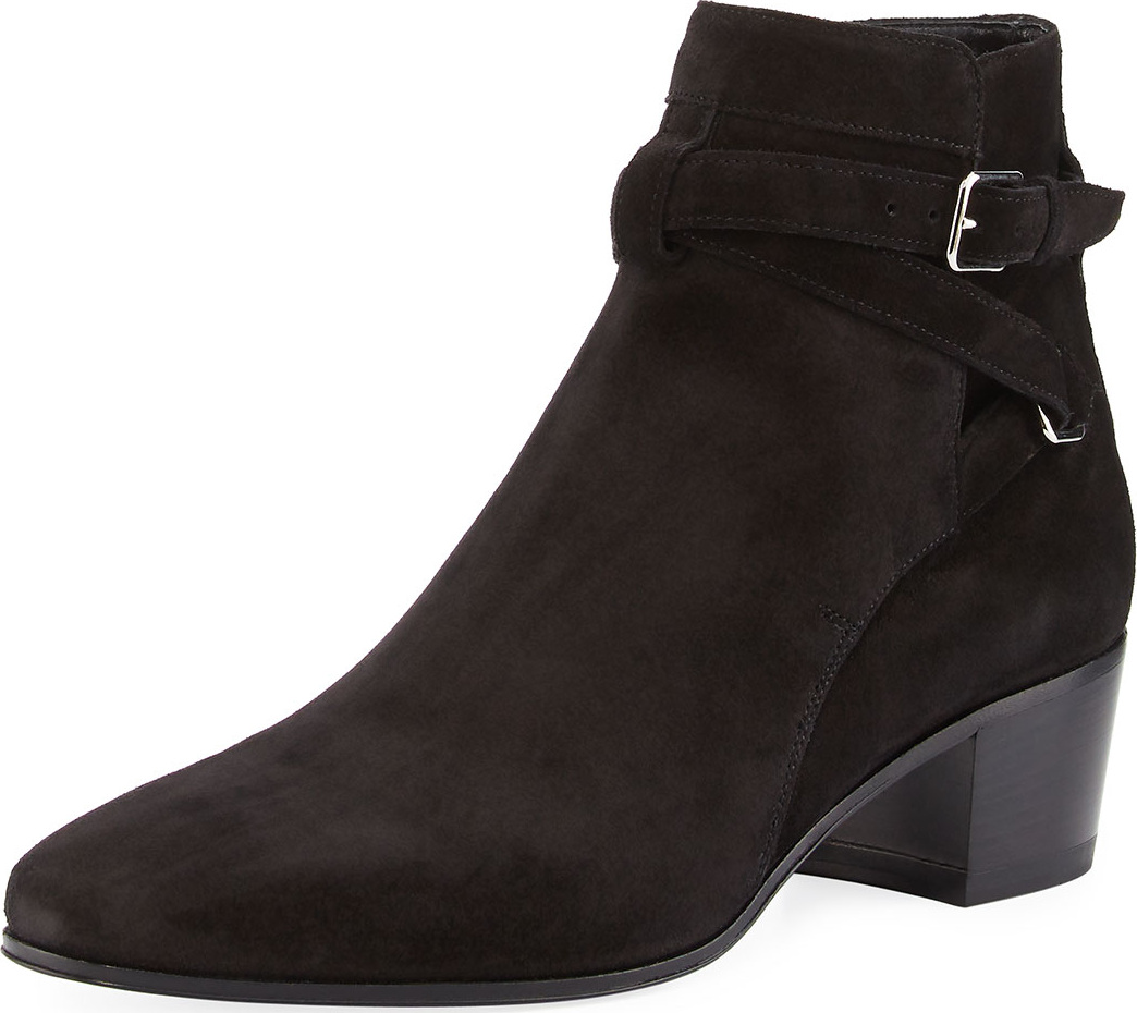 Saint Laurent Rock Blake Suede Ankle-Wrap Bootie