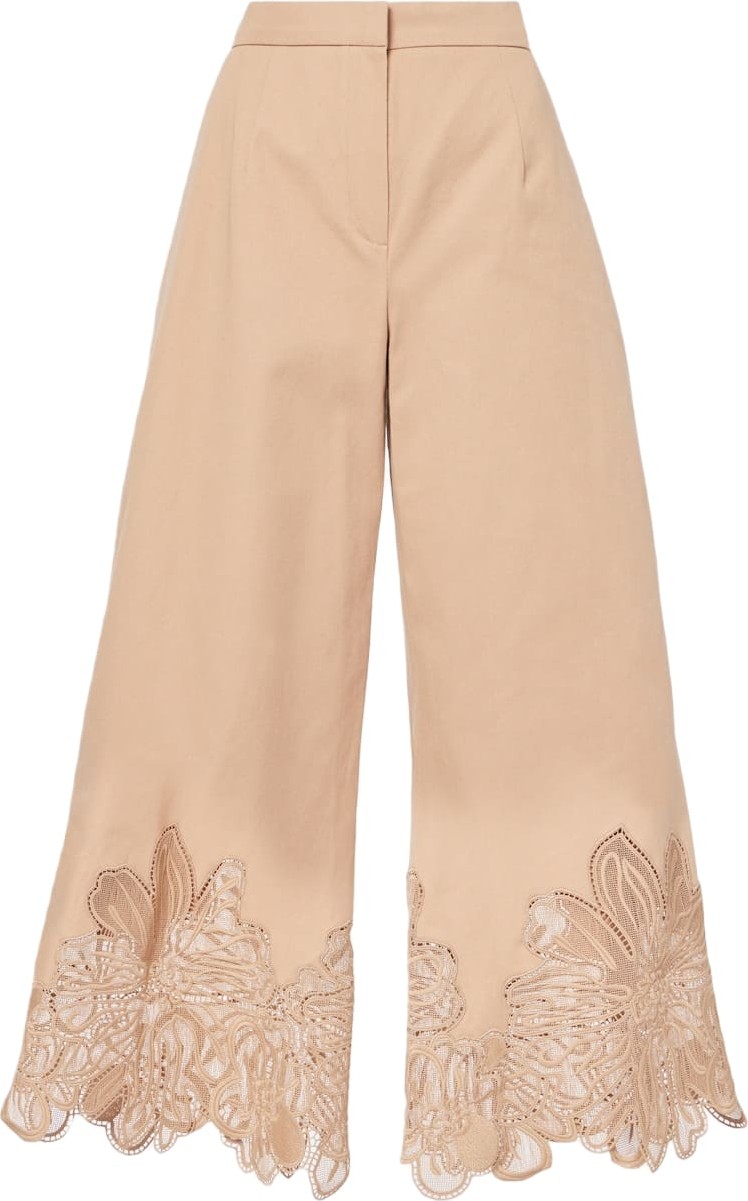 ELIE SAAB - Embroidered gabardine cropped wide-leg pants