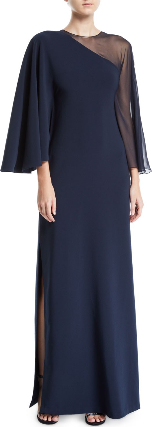 Sachin & Babi Pecora 1-Shoulder Illusion Gown