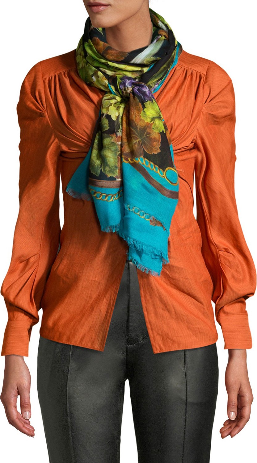Dolce & Gabbana Grape-Print Modal-Cashmere Scarf