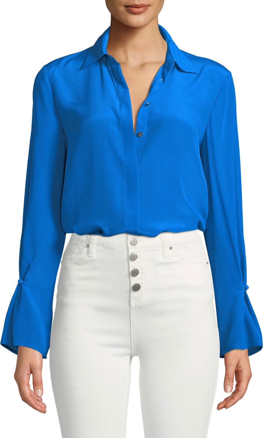 Club Monaco Gaelinda Button-Front Silk Top