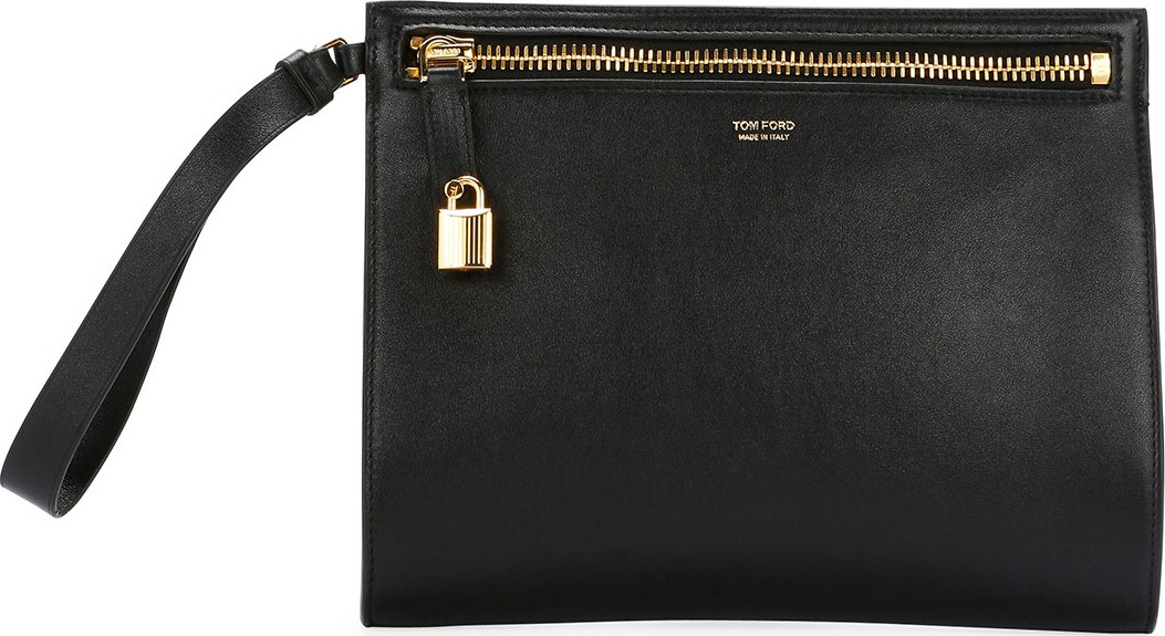 TOM FORD Alix Leather Wristlet Clutch Bag
