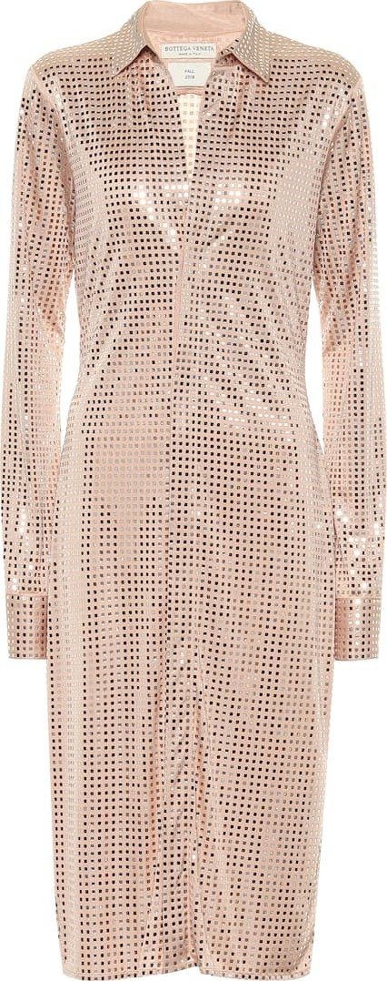 Bottega Veneta Embellished satin-jersey shirt dress