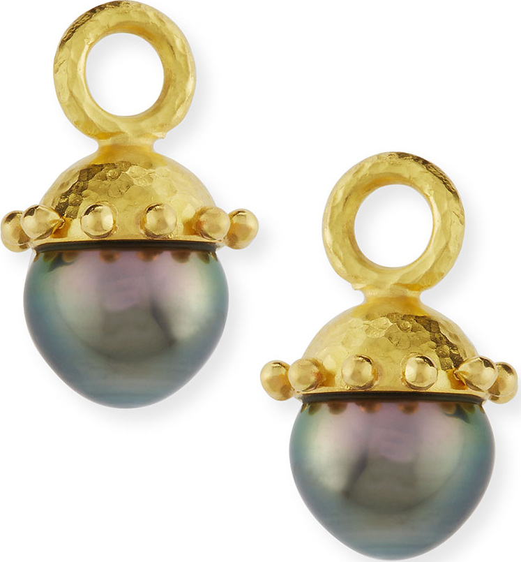 Elizabeth Locke Black Pearl Earring Pendants