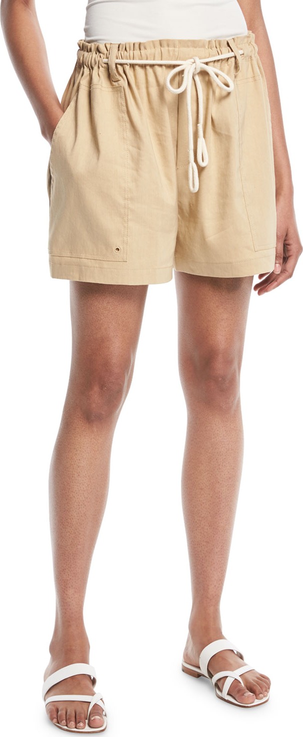 Vince High-Rise Rope-Tie Linen Shorts
