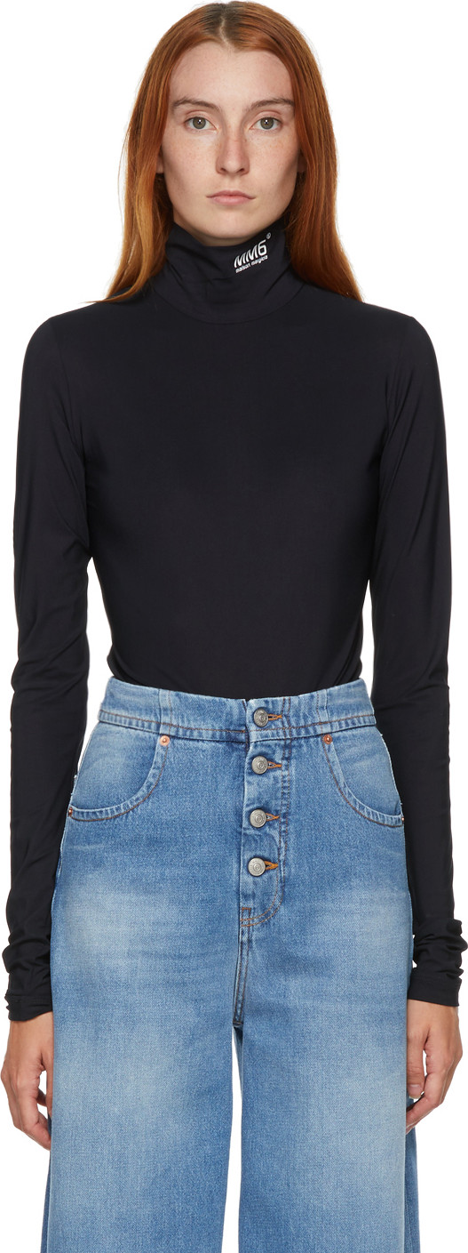 MM6 Maison Margiela - SSENSE Exclusive Black Logo Turtleneck