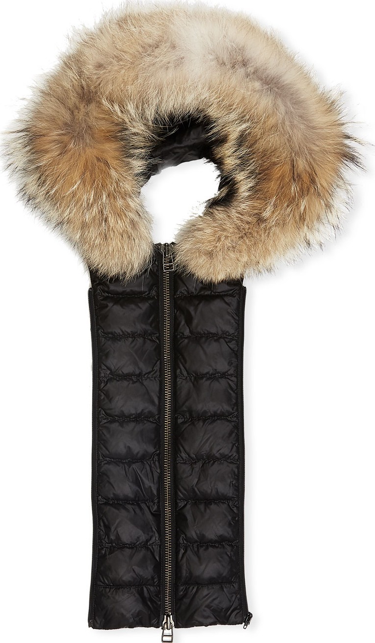 Veronica Beard Puffer Hoodie Dickey with Fur Trim