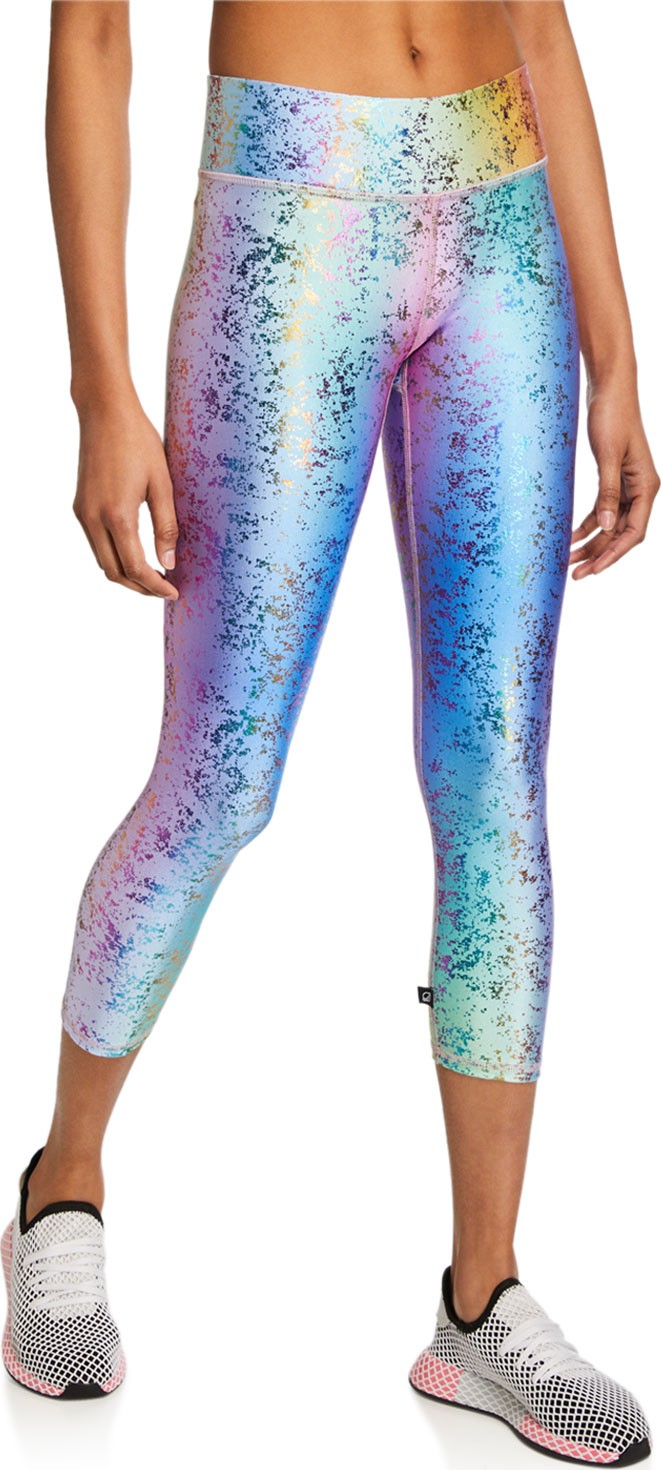 Terez Dusted Rainbow Haze Foil Crop Leggings