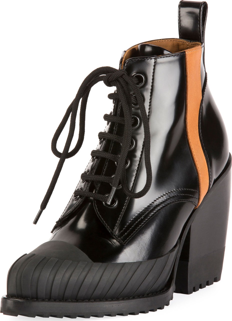 Chloe Rylee Block-Heel Lace-Up Combat Boots