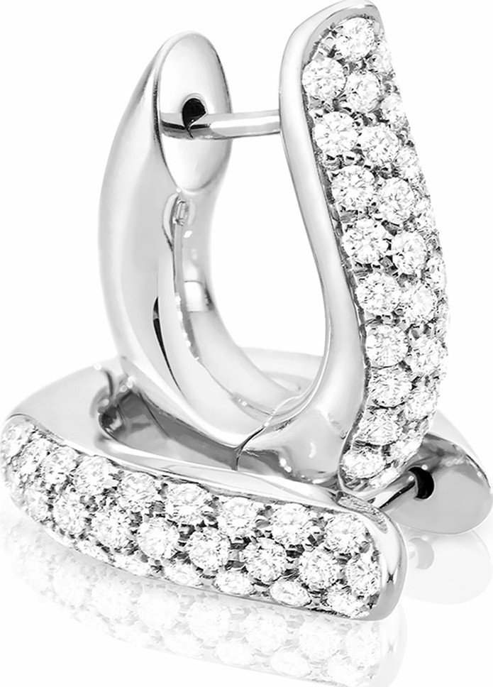 Tamara Comolli Pave Diamond Hoop Earrings in 18K White Gold