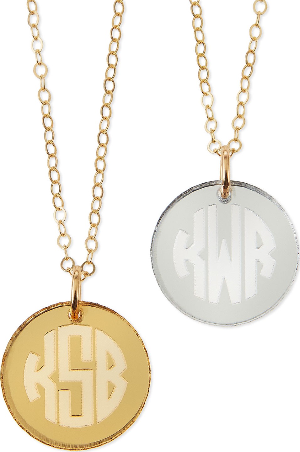 Moon and Lola Hartford Mirrored Acrylic Reverse Monogram Pendant Necklace