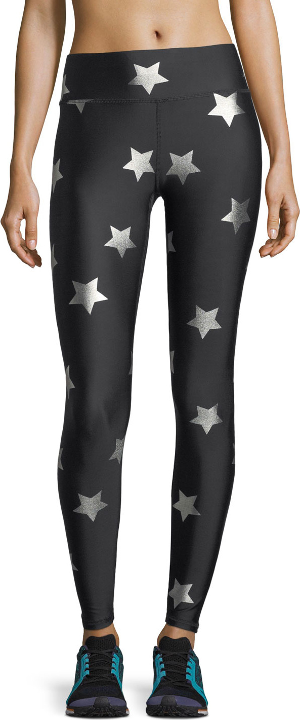 Terez Star Foil Printed Tall Band Performance Leggings