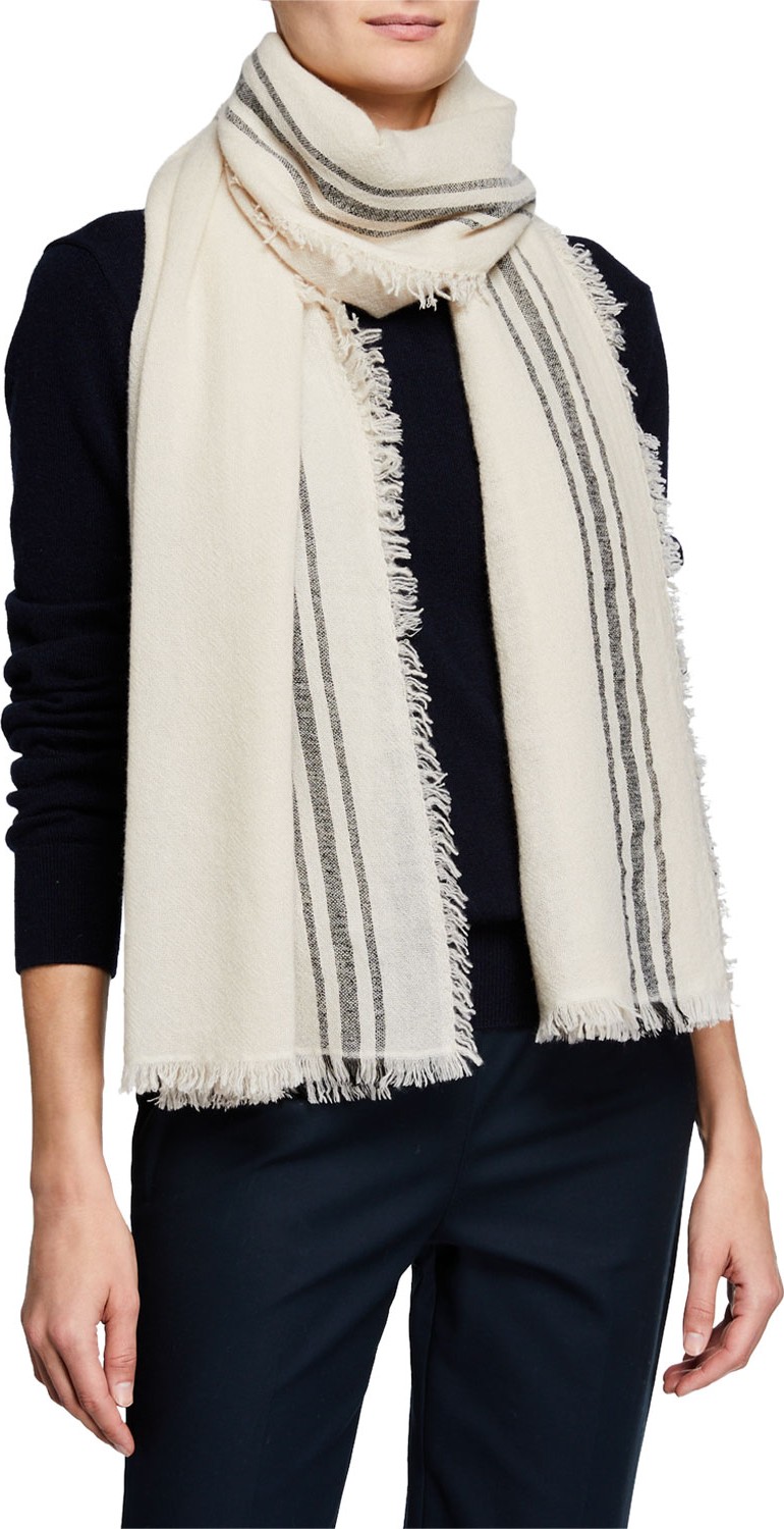 Isabel Marant Etoile Vala Striped Cashmere Fringe Scarf