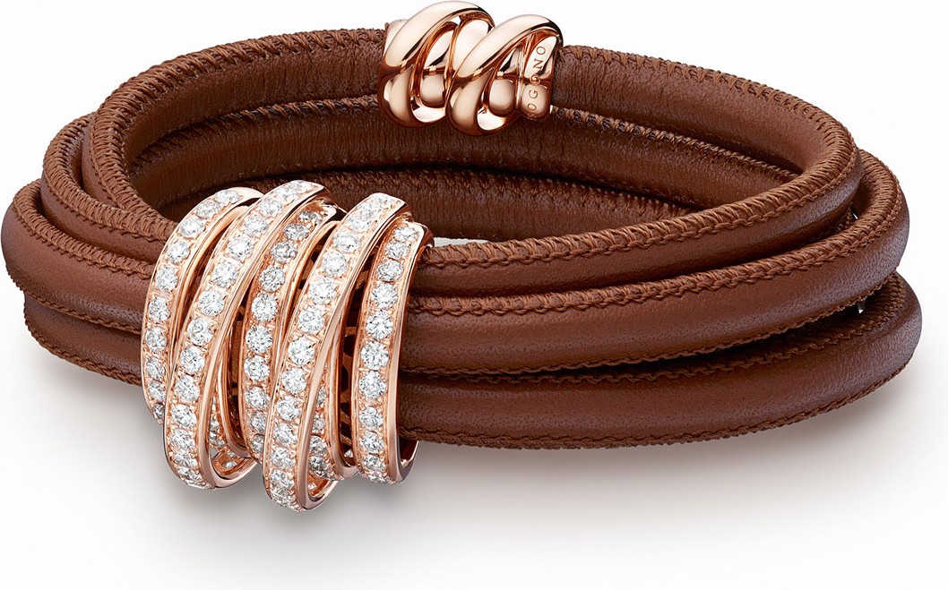 de GRISOGONO Allegra 18k Rose Gold & Leather Bracelet w/ Diamonds