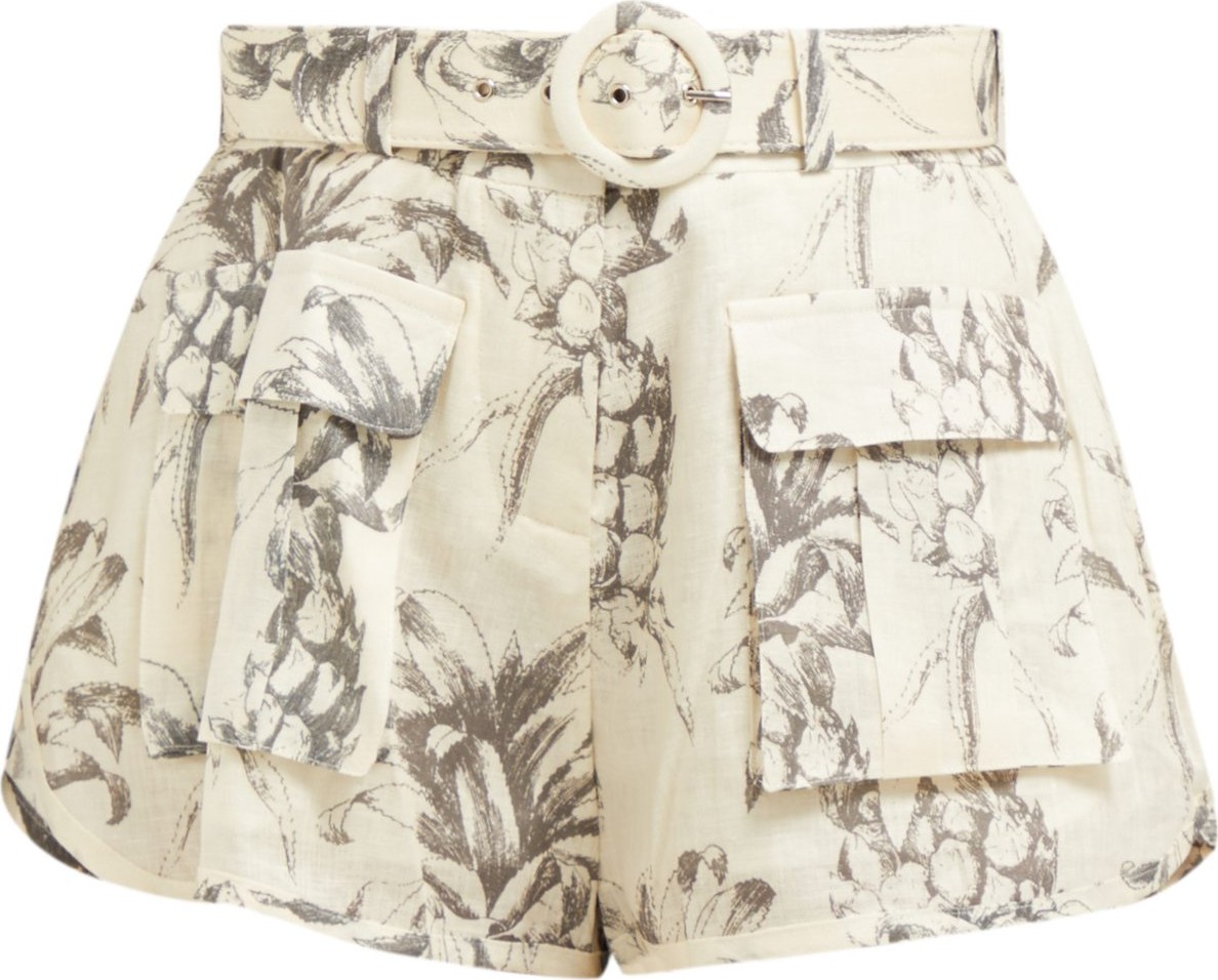 Zimmermann Wayfarer pineapple-print linen shorts