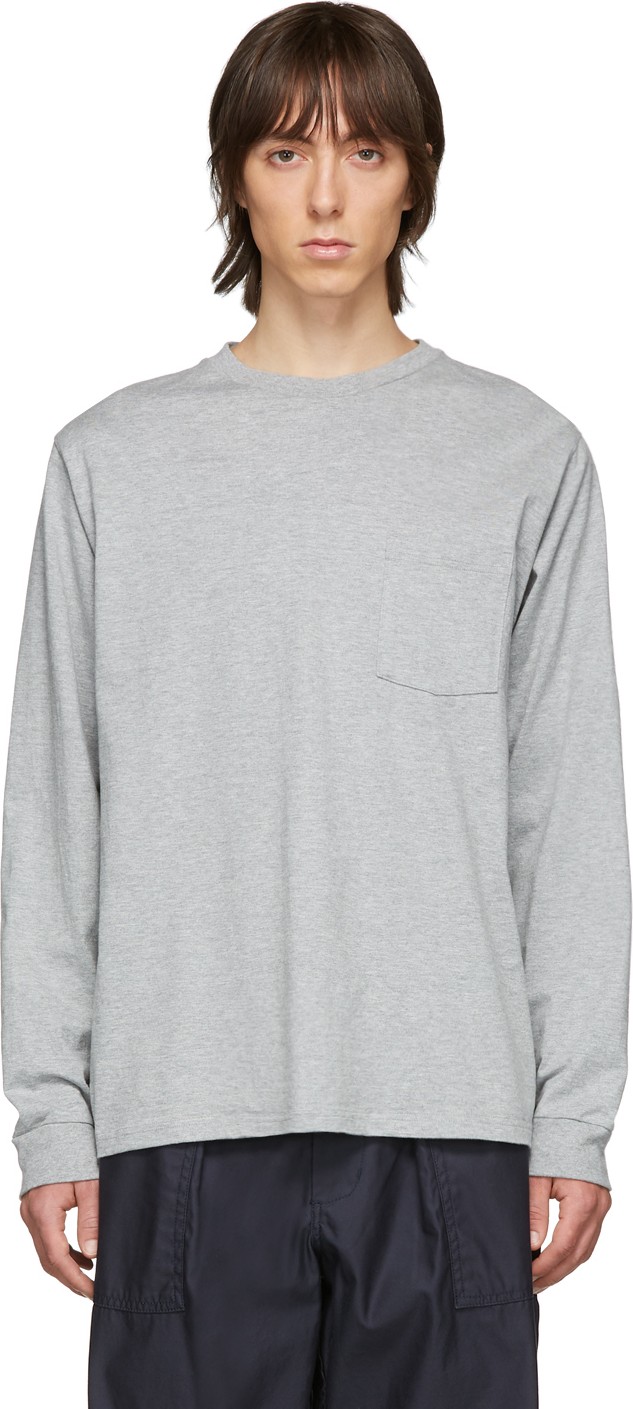 Beams Plus Grey Pocket Long Sleeve T-Shirt