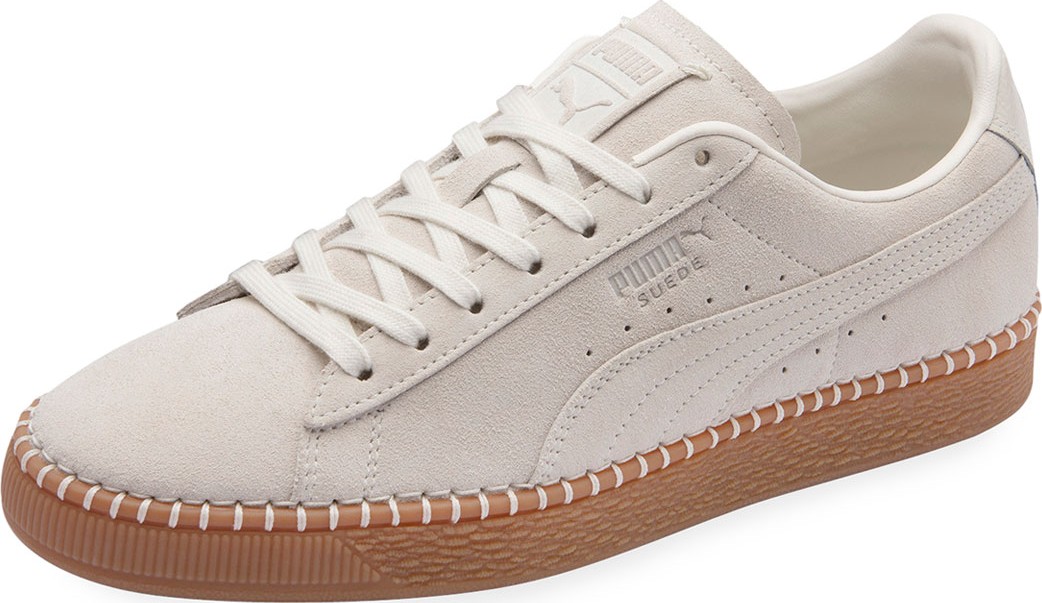PUMA Men's Classic Suede Low-Top Sneakers w/ Basket-Stitch Trim