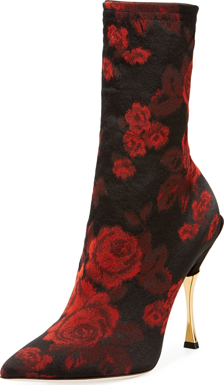 Dolce & Gabbana Rose Jacquard Ankle Boots