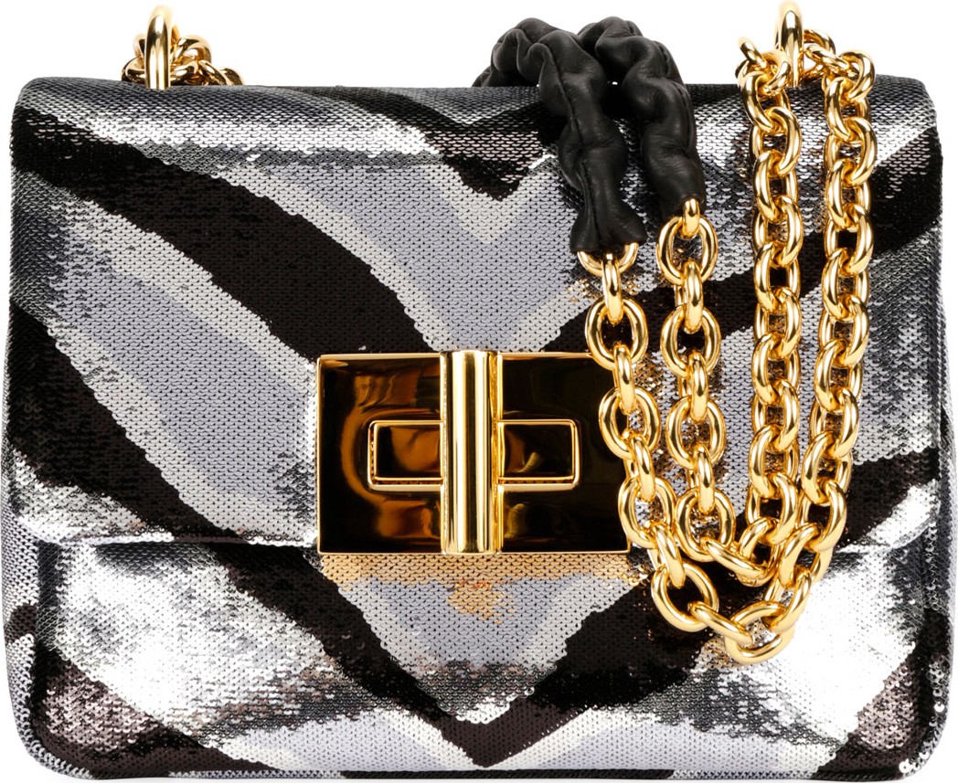 TOM FORD Natalia Zebra Sequins Large Shoulder Bag