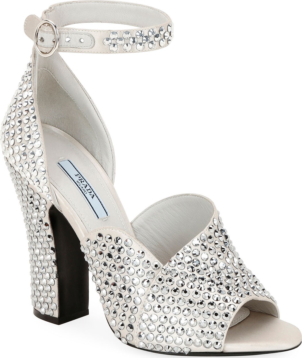 Prada Crystal Satin Ankle-Strap Sandals