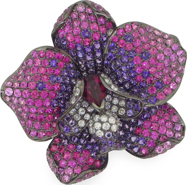 Wendy Yue 18k White Gold Pave Flower Ring